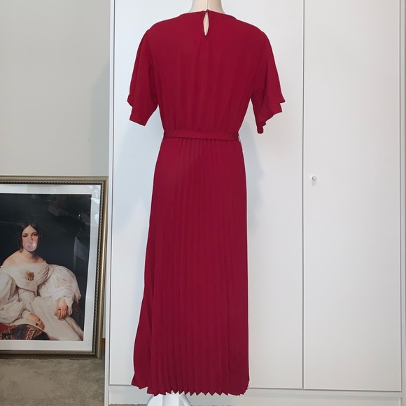 Wine Red Flutter Sleeve Maxi Dress - Picture 2 of 3